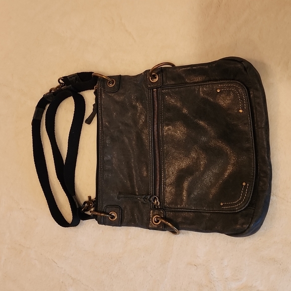 The Sak Dark Grey Leather Crossbody Purse Shoulder Bag - Picture 4 of 11